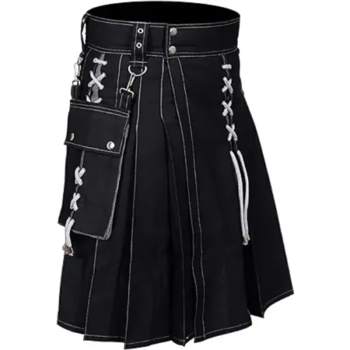 Black Hybrid Utility Kilt for Men