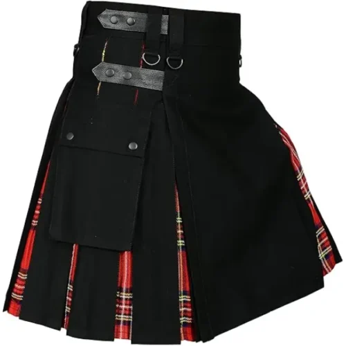 Black and Royal Stewart Hybrid Utility Kilt