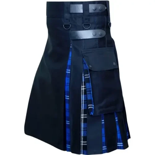 Black and Ramsey Blue Hybrid Utility Kilt