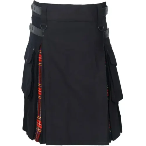 Black and Black Stewart Hybrid Utility Kilt