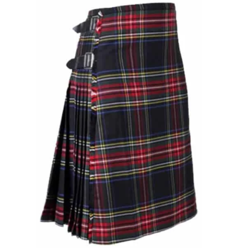 Black Stewart 8 Yard Traditional Tartan Kilt