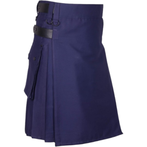 Purple Cotton with Black Straps kilt